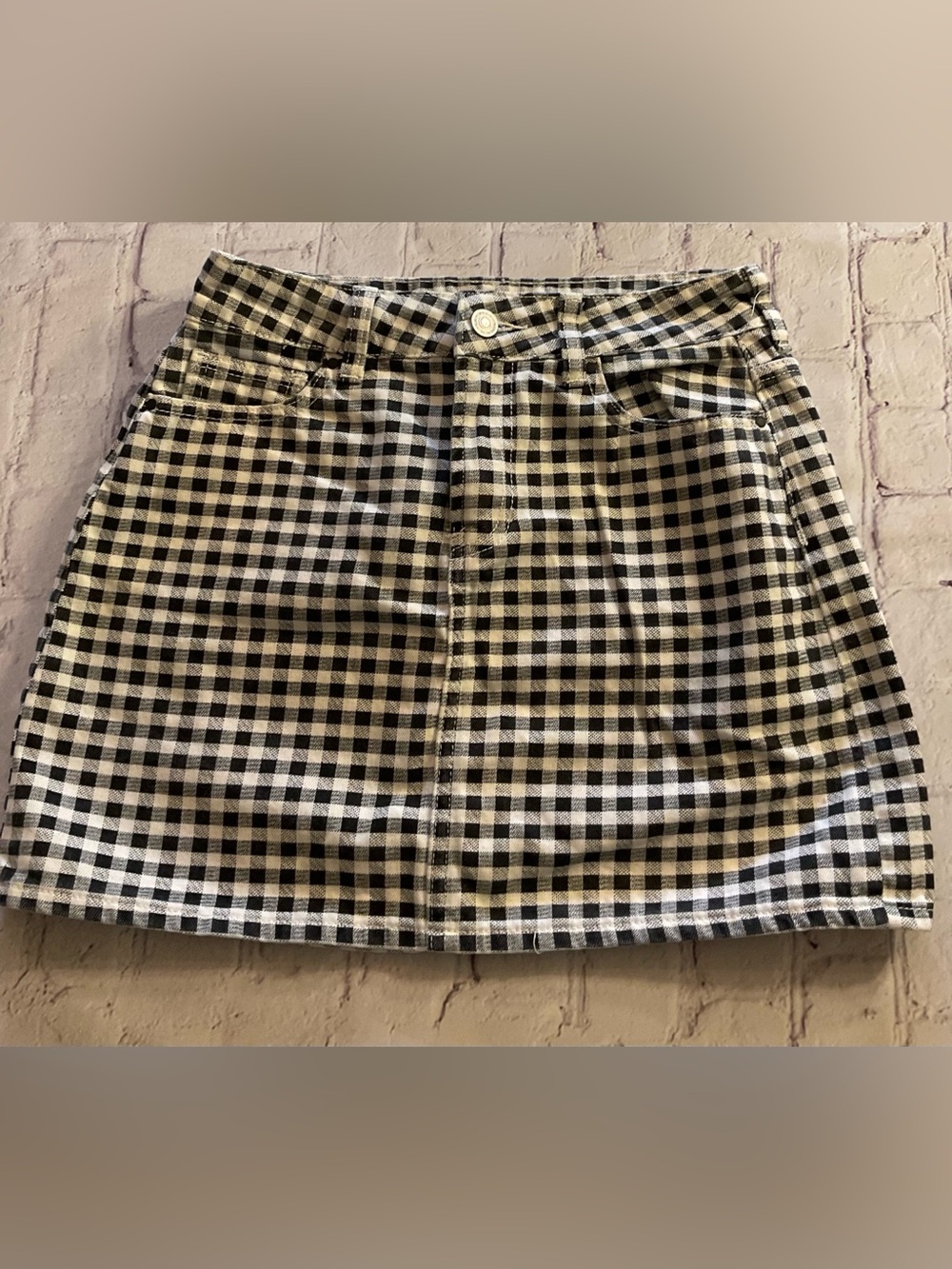 PacSun Black and White Gingham A-Line Mini Skirt